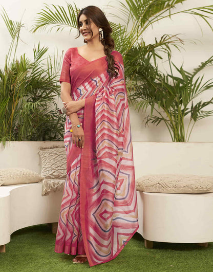 Graceful Rose Pink Handloom Cotton Saree