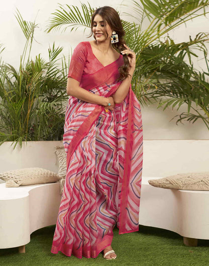 Graceful Rose Pink Handloom Cotton Saree