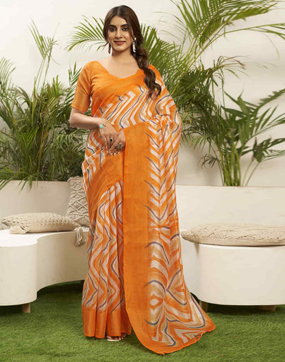 Charming Light Orange Handloom Cotton Saree