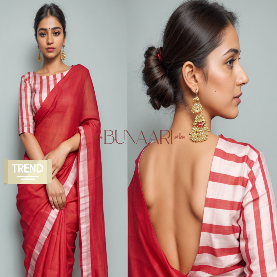 Red Stylish New Trend Luxurious Chanderi Cotton Silk Saree