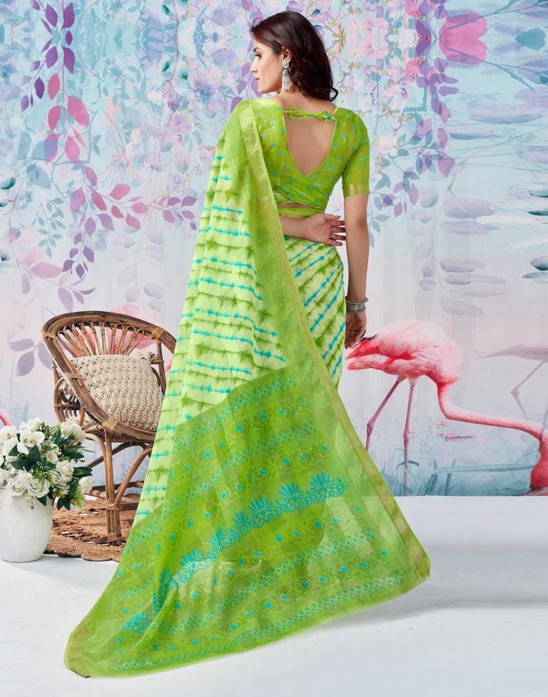 Charming Green Handloom Cotton Saree