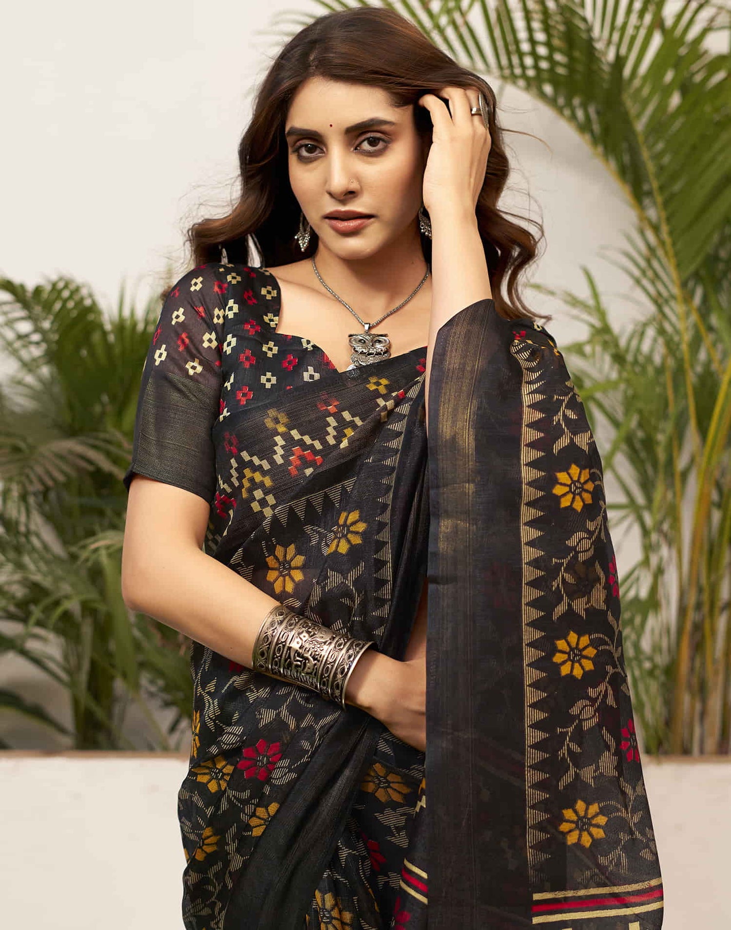 Elegant Black Handloom Cotton Saree