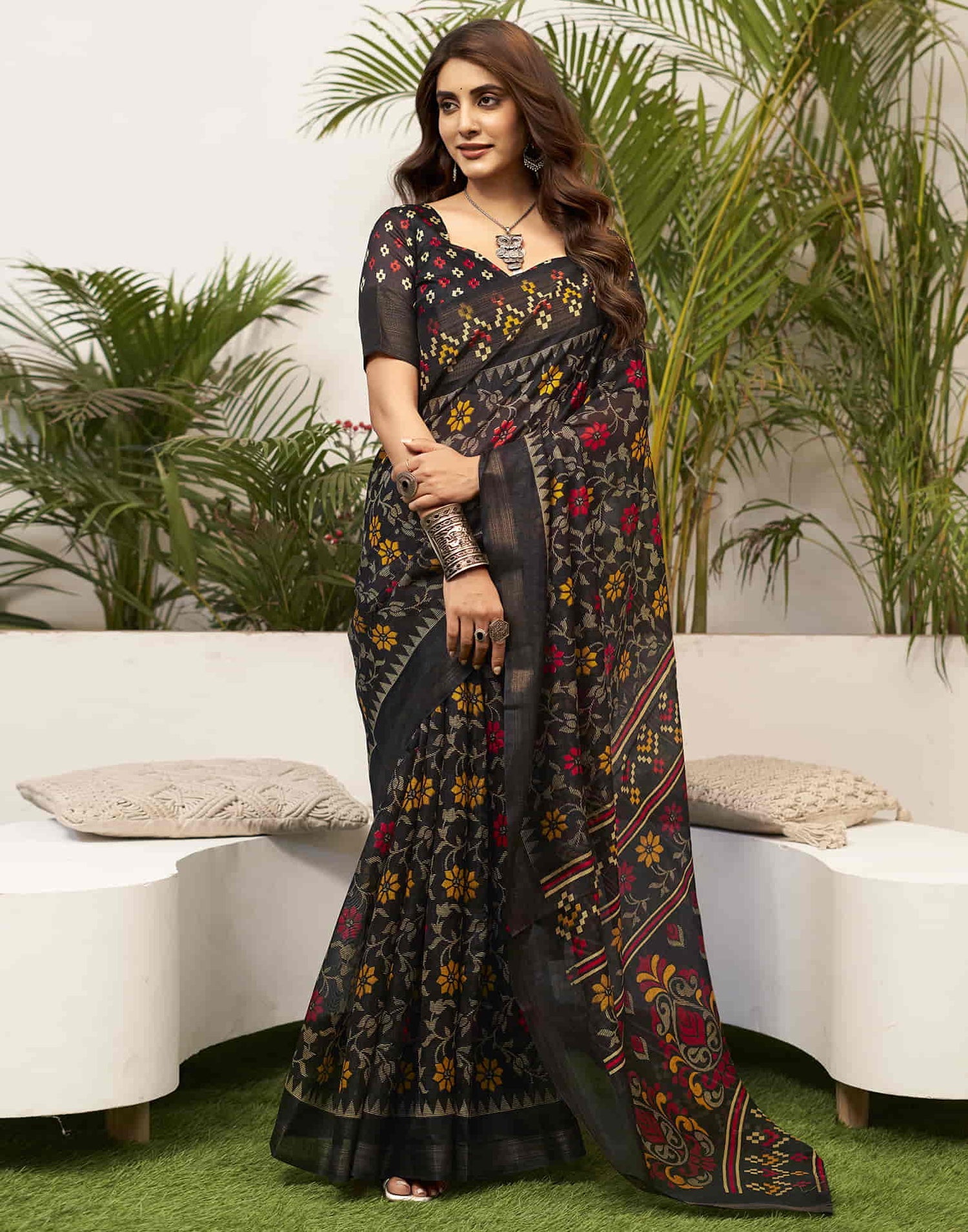 Elegant Black Handloom Cotton Saree