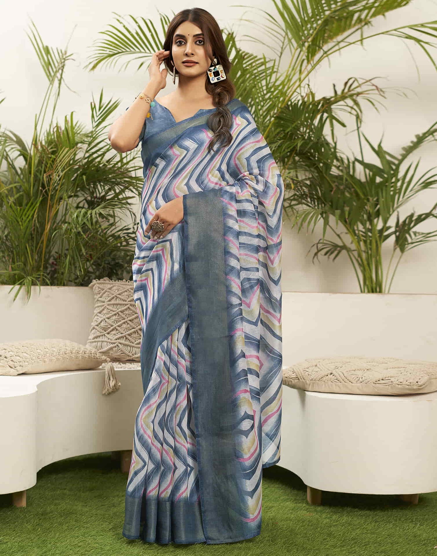 Elegant Grey Handloom Cotton Saree