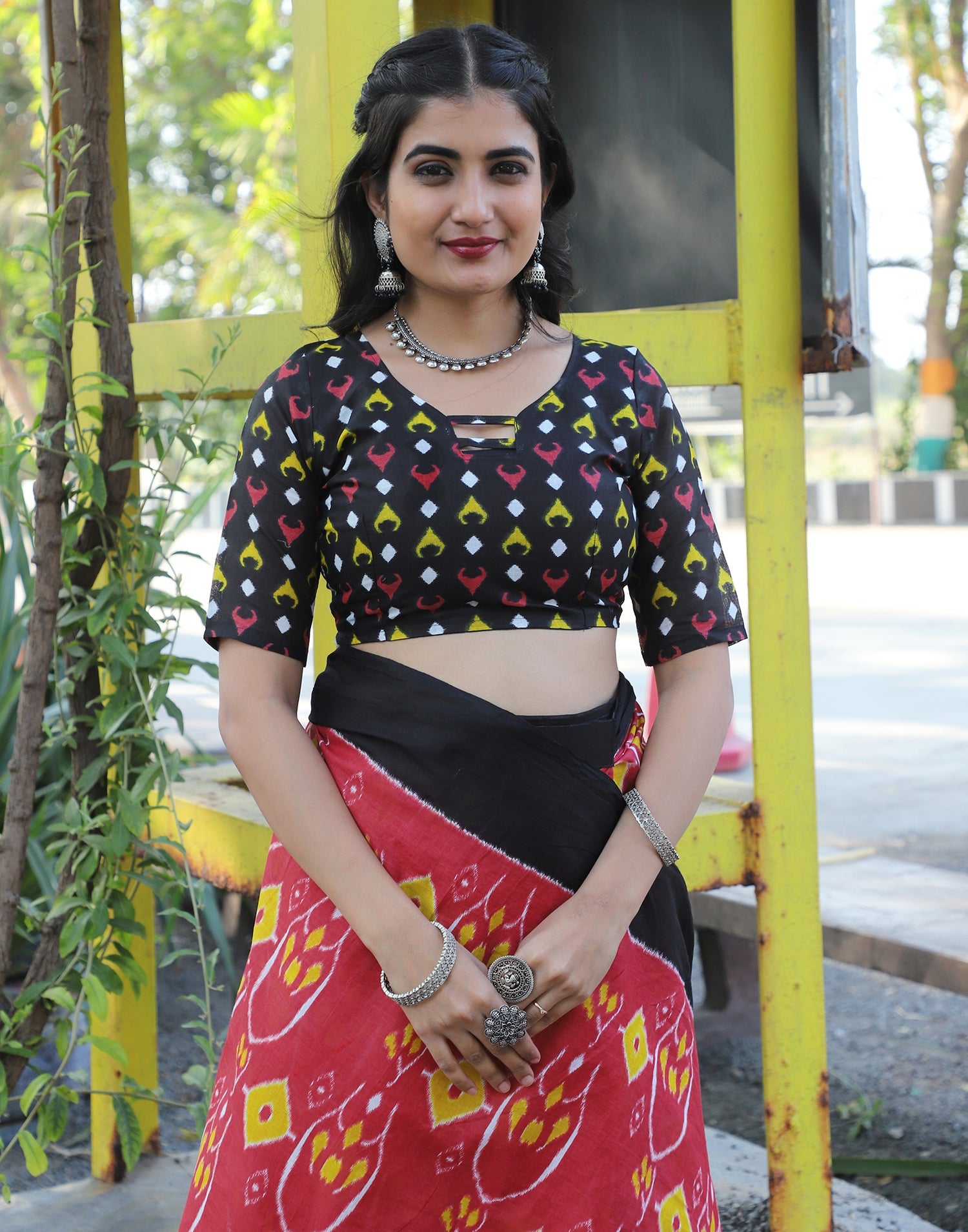 Charming Dusty Red Cotton Printed Saree