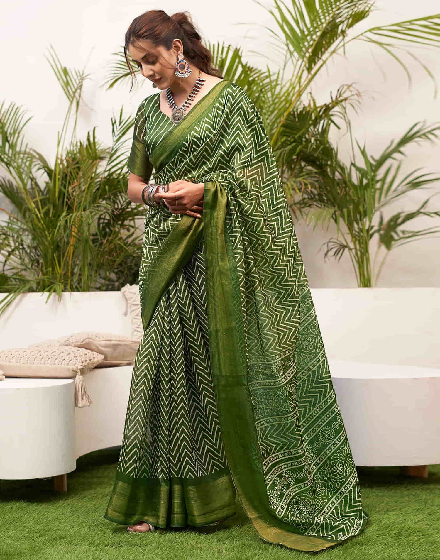 Serene Green Handloom Cotton Saree