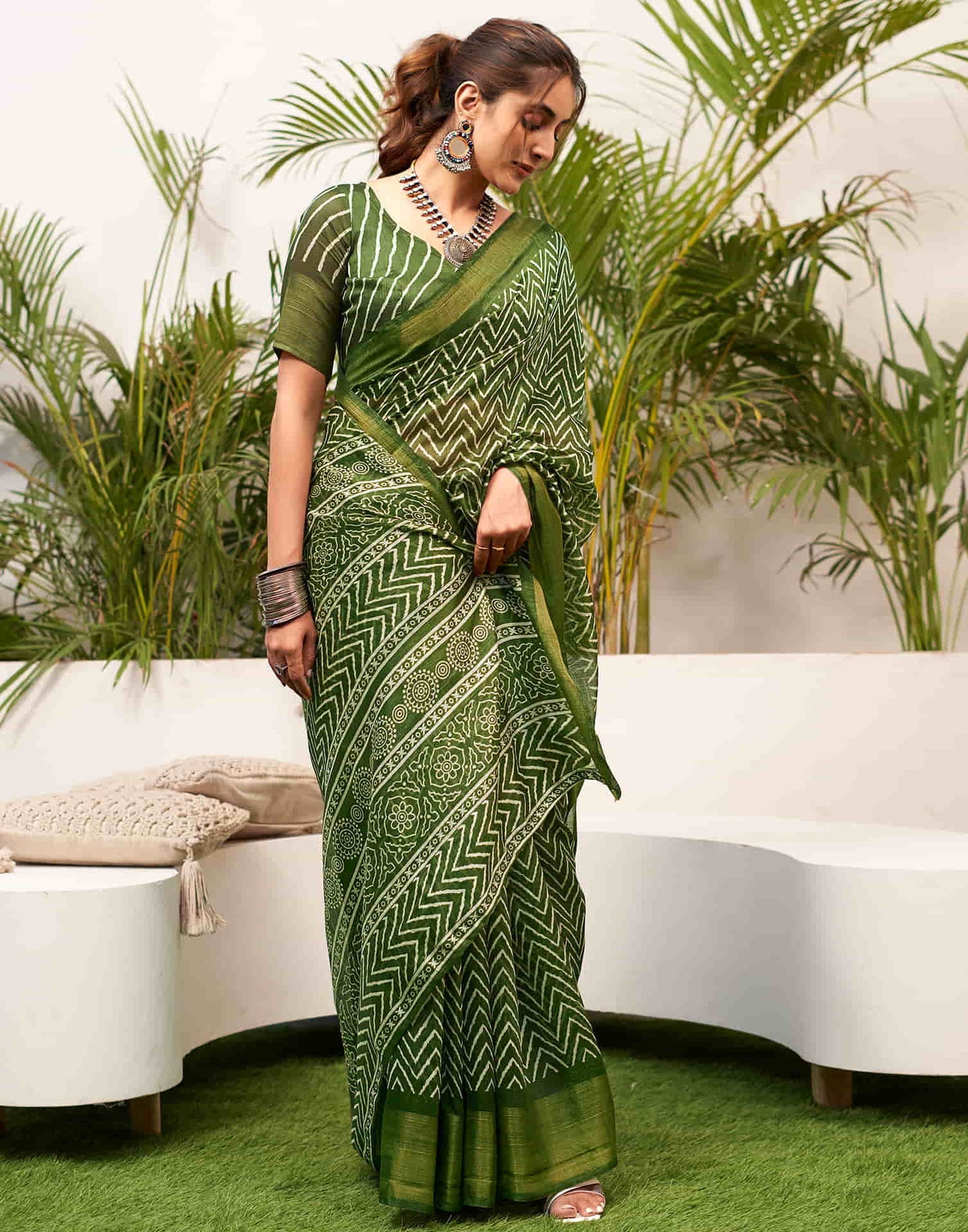 Serene Green Handloom Cotton Saree