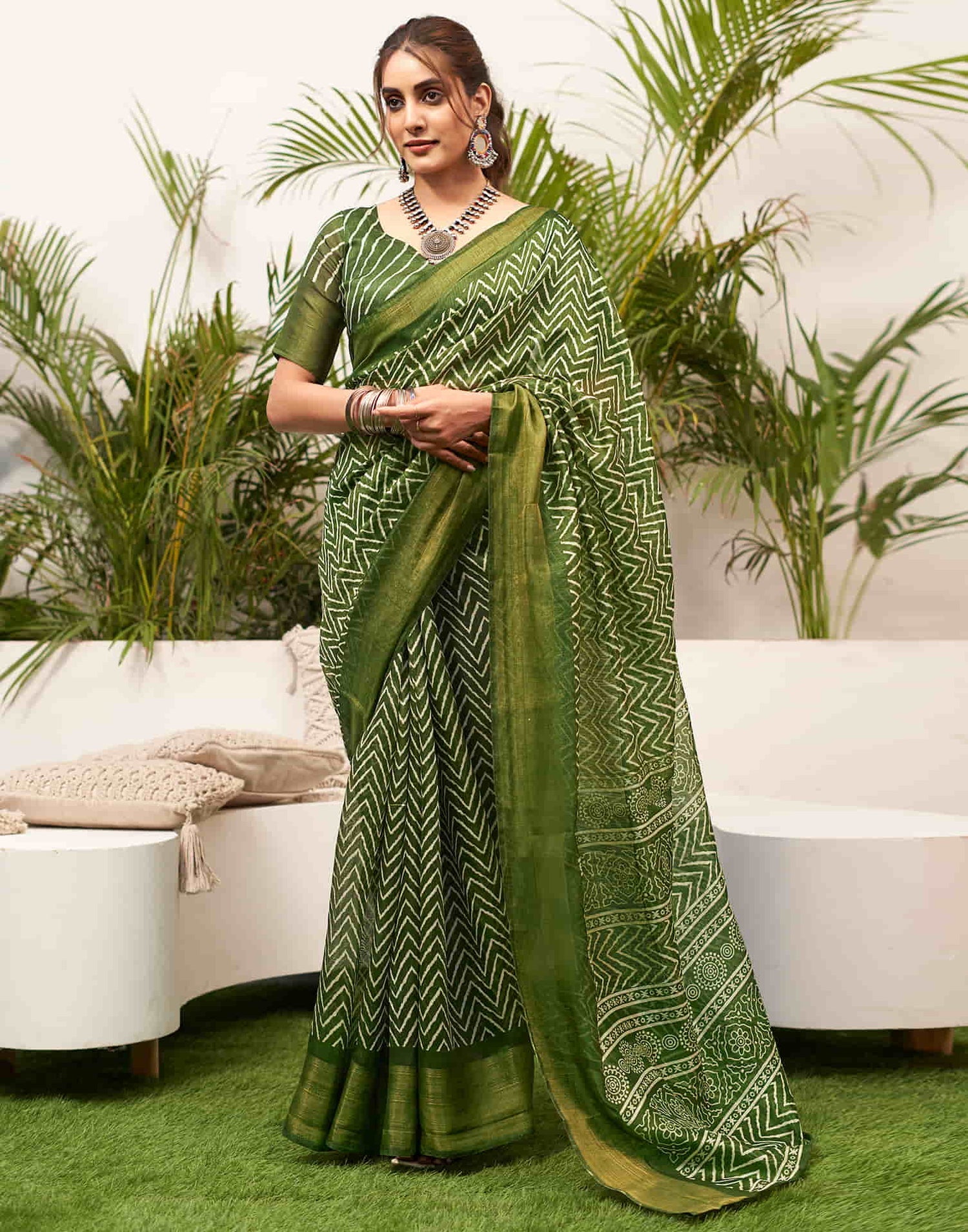 Serene Green Handloom Cotton Saree