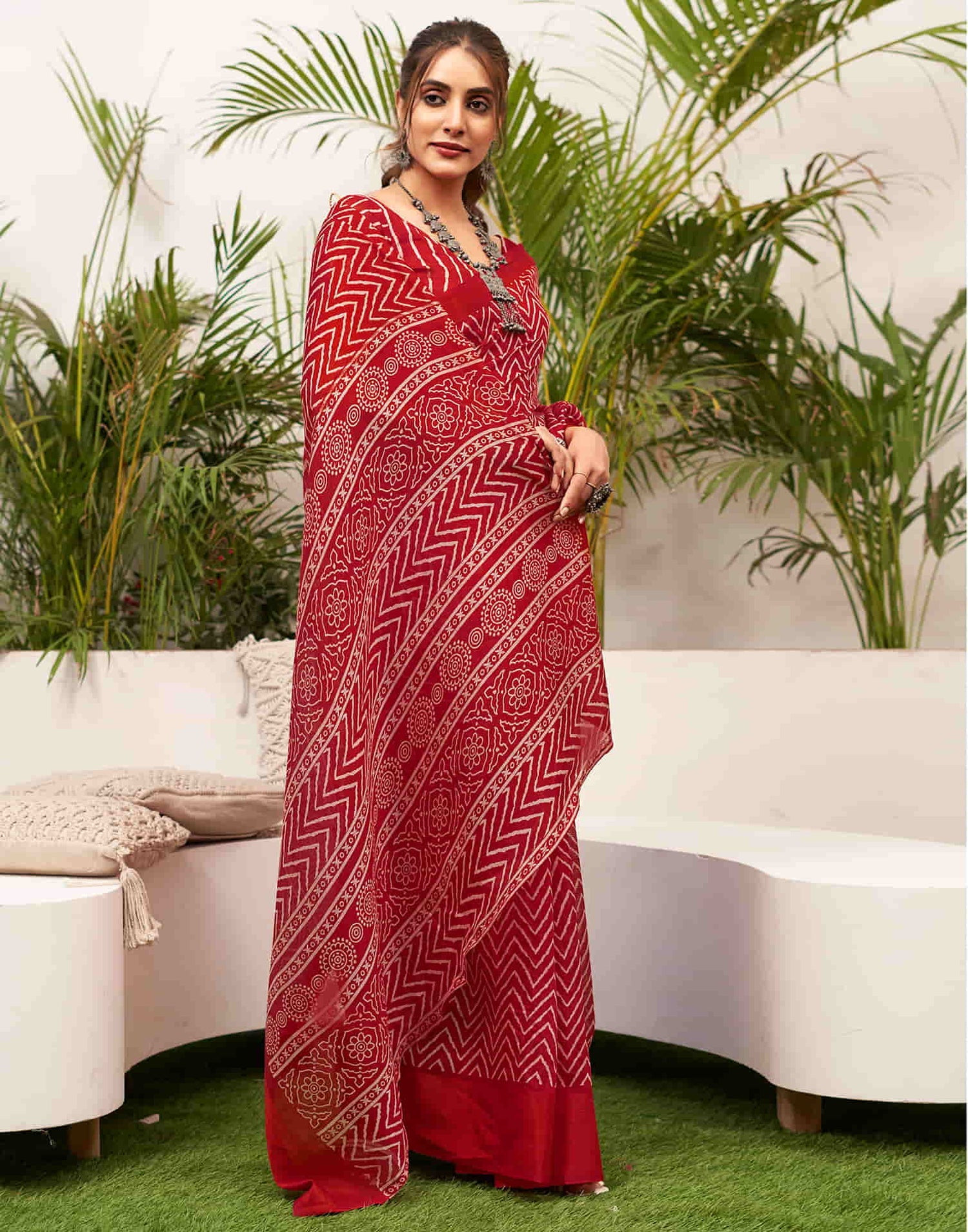 Vibrant Red Handloom Cotton Saree