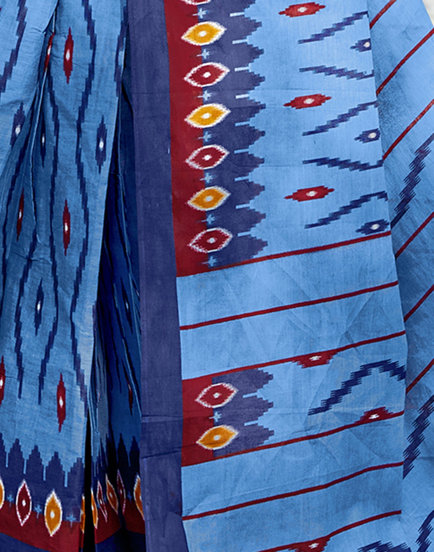 Serene Blue Cotton Printed Saree