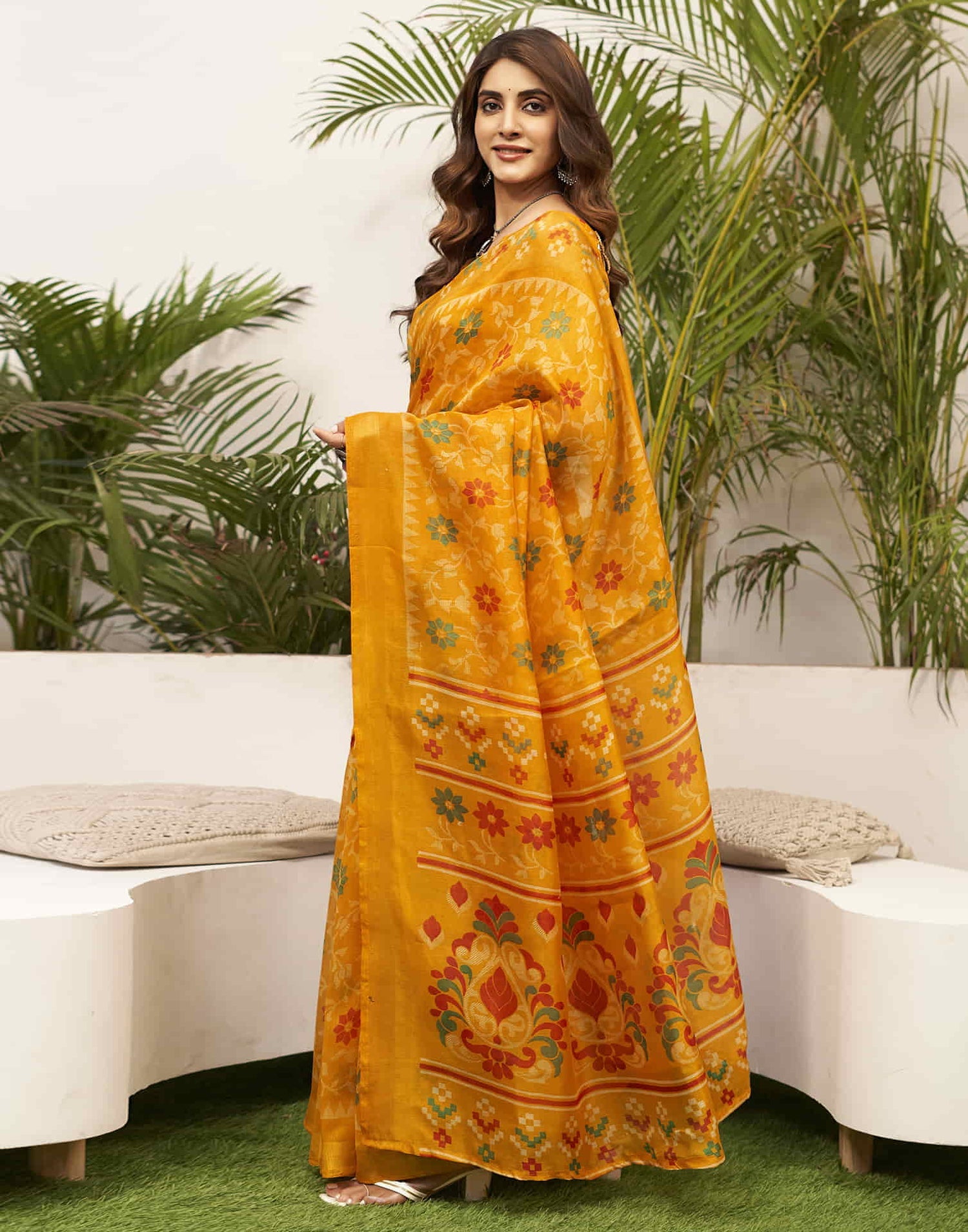 Bright Yellow Handloom Cotton Saree