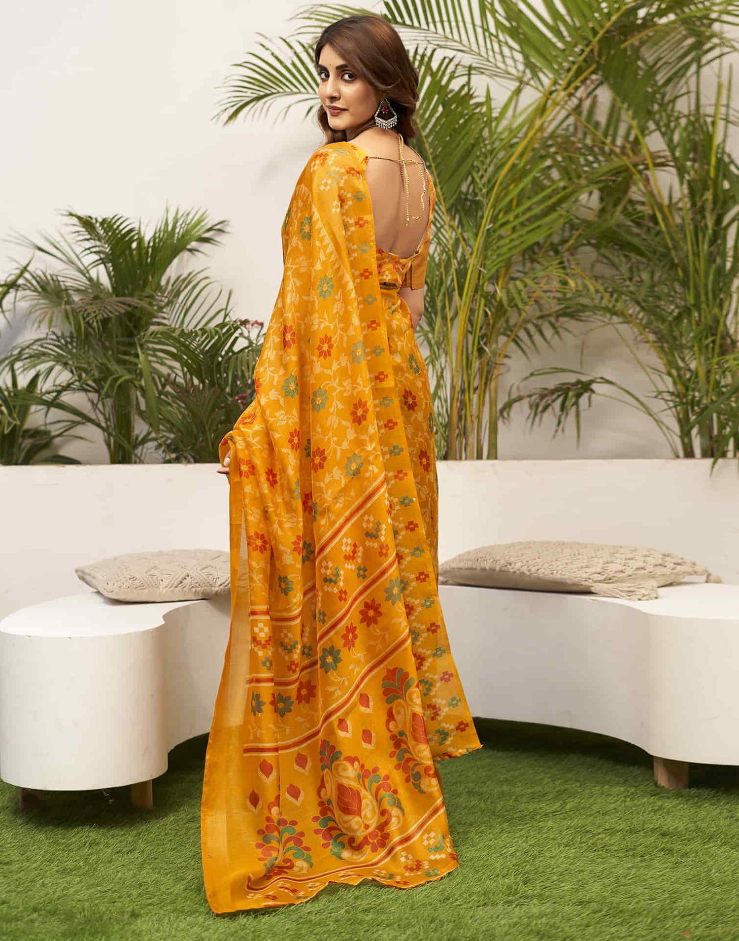 Bright Yellow Handloom Cotton Saree